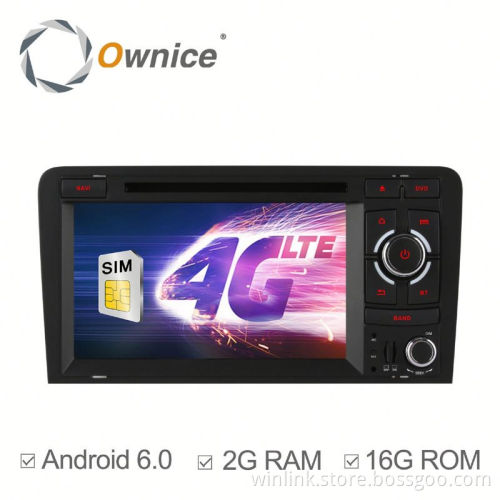 Ownice Android 6.0 Cortex A53 4core Car Radio GPS Navi for Audi A3 S3 support 4G +16GB rom